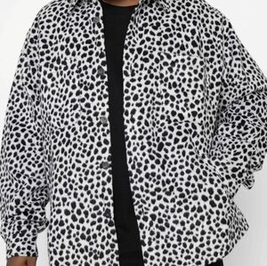 New Plus Size Snow Leopard Flannel Shacket Size 3X
